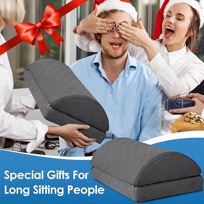 Foot Rest for Under Desk at Work Adjustable Foam for Office and Home, Office Desk Accessories,Comfortable Footrest with 2 Adjustable Heights,Back & Hip Pain Relief (Gray-16.9 in)