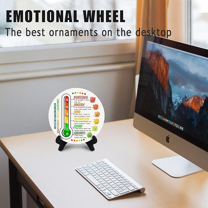 Feelings Wheel, Double-Sided Emotion Wheel with Stand, Counseling Office Must Have, Feelings Wheel Suitable for Therapy Office Decor School Counseling Office Must Have (WD, 1)
