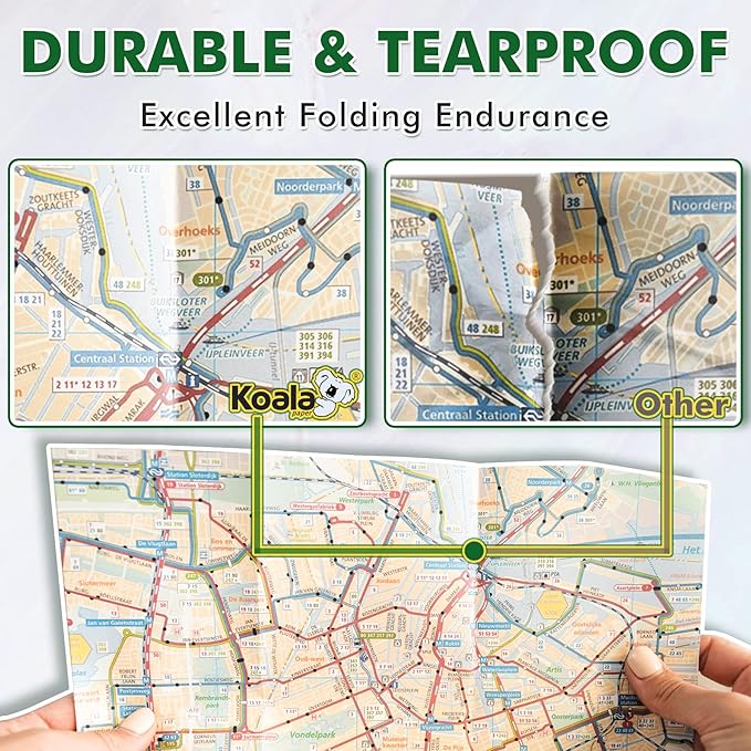 Koala Waterproof Paper for Laser Printer, Tearproof Printer Paper, Matte Double Sided Printable White Film 8.5x11 In 60 Sheets For Printing Backpacking Maps
