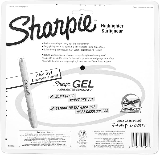 Sharpie Tank Style Highlighters, Chisel Tip Fluorescent Highlighter Marker Set, Office And Teacher Supplies, Assorted, 12 Count