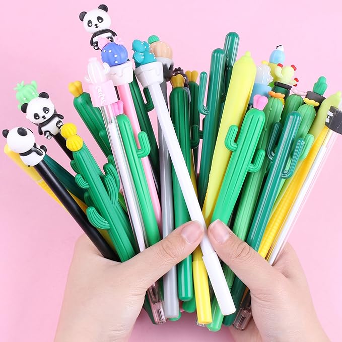 36Pcs/Bulk Cute Pens Novelty Cactus Gel Pen Funny Journal Cool Fancy Kawaii Fun Rollerball Pen, Creative School Office Supply Party Favors Kids Adults Men Women Girl Teens Writing Stationery Pen Set