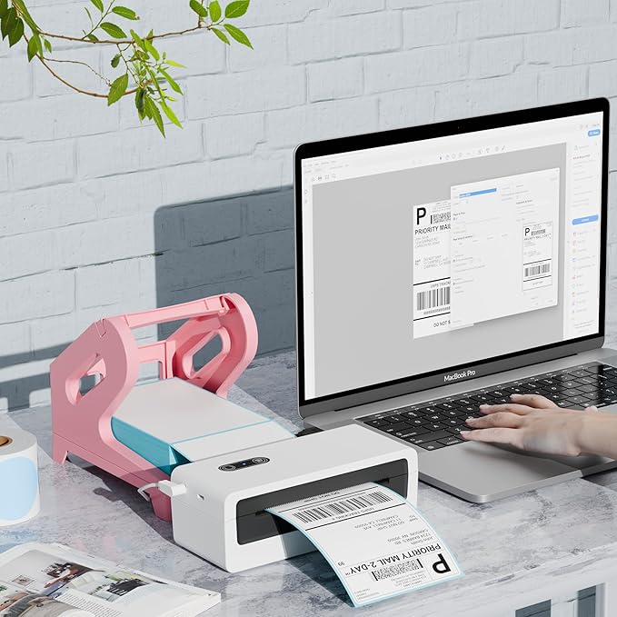 JIOSE 4x6 Printer Label Holder - Thermal Printer Label Holder for Rolls and Fan-Fold Labels - Work with Desktop Thermal Shipping Label Printer