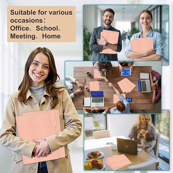 ViVin File Folders, Fits 8.5 x 11 Letter Size Paper, 1/3-Cut Tabs, 120 Pack Manilla Colored File Folders, Perfect for Home, Office, and School Documents File Paper(Pink)