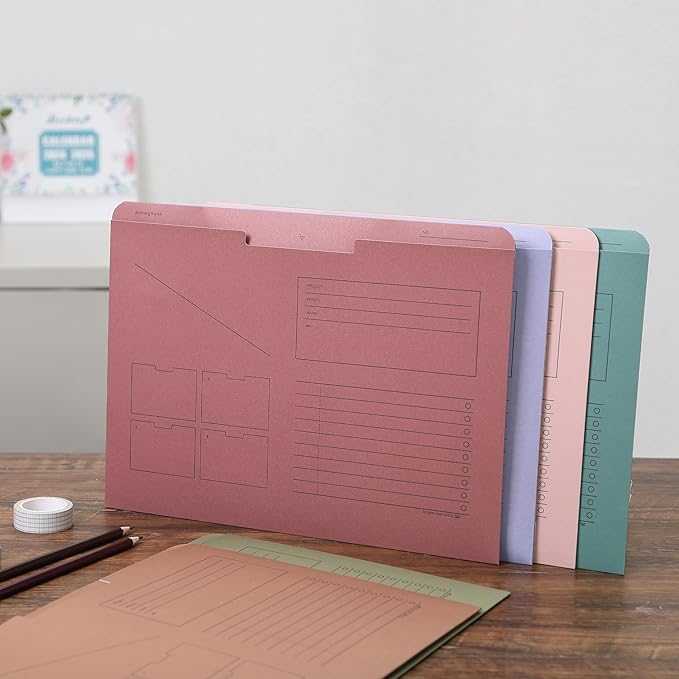 Mr. Pen- Paper Pocket File Folder, 6 Pack, Assorted Colors, Lined Horizontal File Folders Letter Size, File Jacket Flat, File Jacket Folders, File Folder Jackets Letter Size, File Folders Closed Sides