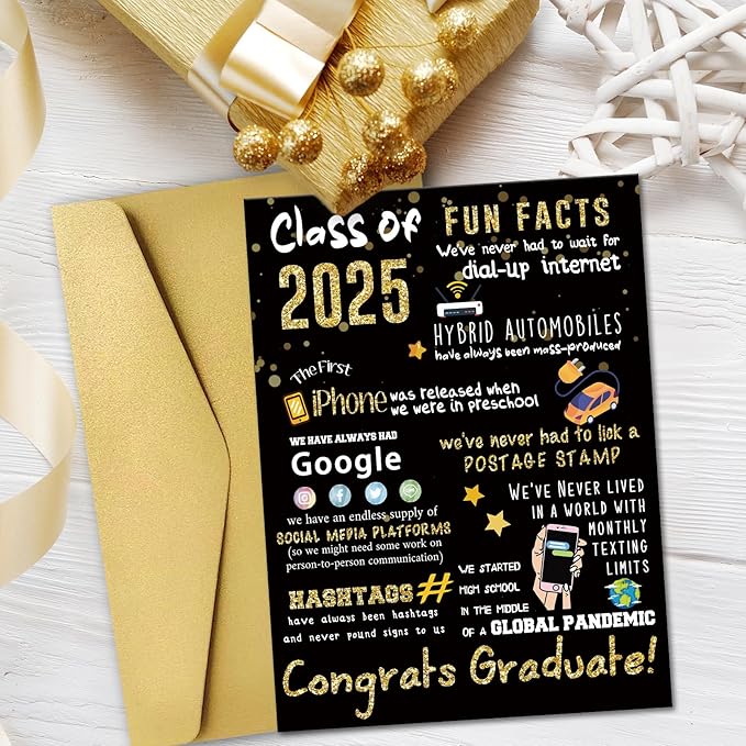 Big 2025 Graduation or Congratulations Card, Graduation Party Decorations for Her Him, Large Graduation Card for Men Women, Graduation Gifts Friends