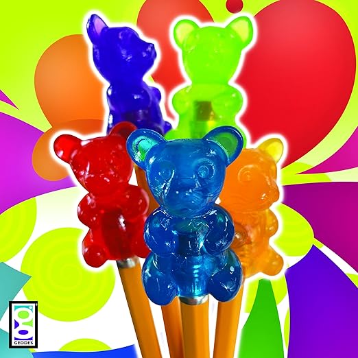 Raymond Geddes Gummy Bear Scented Pencil Toppers - Pack of 24 - Fun and Colorful School Supplies for Kids