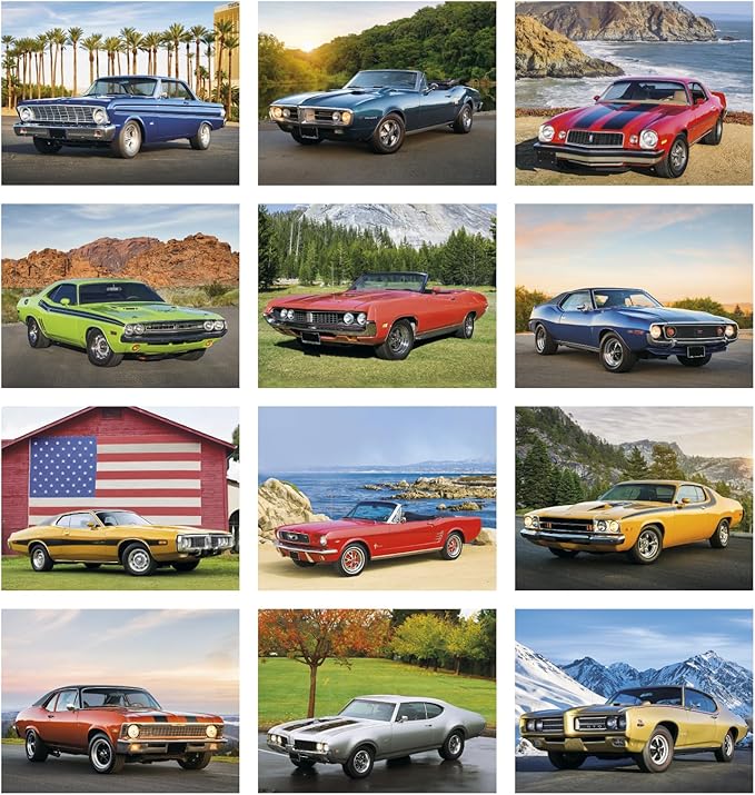Muscle Thunder Car 2025 Hanging Wall Calendar - 19" x 11" (Open) 2025 Monthly Appointment Planner and Organizer. Muscle Cars with a ton of power with beautiful photography.