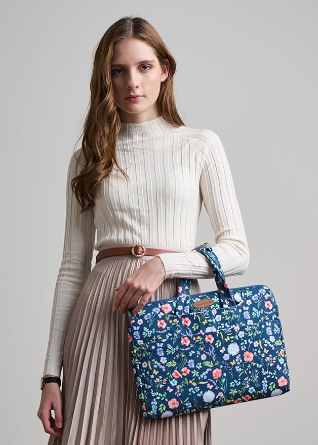 Maison d'Hermine Laptop Bag upto 13.5 inch Stain and water repellent Cotton canvas - Just Florals
