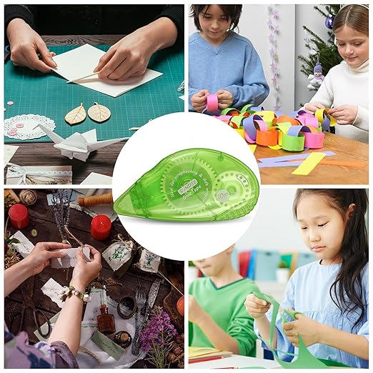 Glue Runner Permanent, Double Sided Adhesive Scrapbook Runner Tape Roller, 0.3-inch by 360-Inch, Permanent Adhesive Dots Roller Applicator - 12 Packs White and Blue