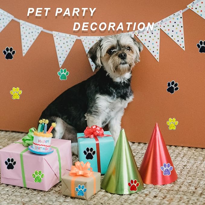 Paw Print Stickers,1.5" Holographic Shiny Bear Paw Print Stickers,Dog Puppy Paw Stickers Bear Paw Stickers with Perforation Line (500PCS,Black)