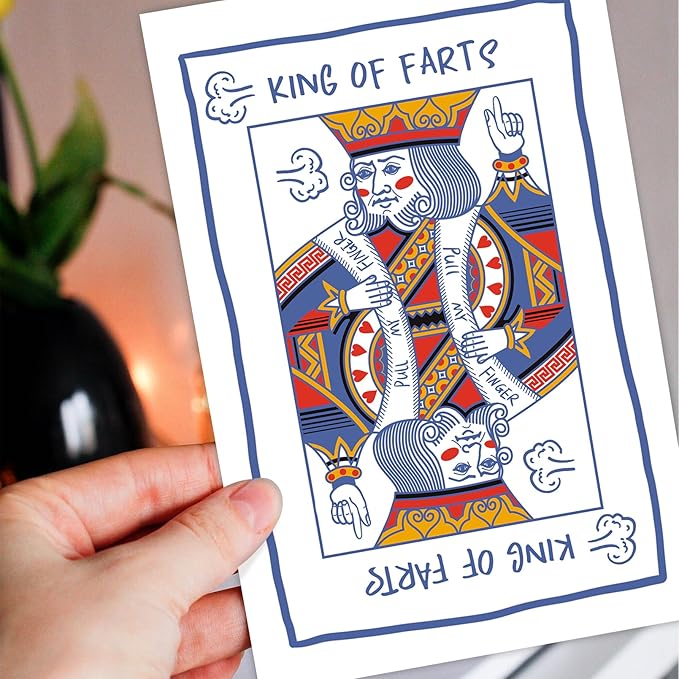 King of Farts Birthday Card for Husband Boyfriend, Funny Birthday Card for Men Him, Hilarious Birthday Gift