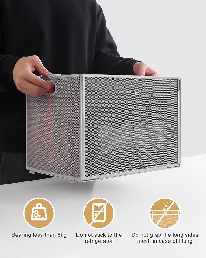 Oterri Hanging File Organizer, Metal File Organizer, Portable Desktop File Organizer for Letter Size Folder, Mesh Hanging File Crate for Office,Folders Not Included(Light Grey-Large,2 Pack)