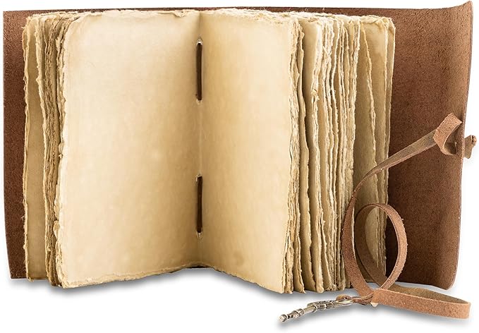 URBAN LEATHER Rustic Vintage Medieval Journal Old Deckle Edge Pages for Men Women to Write in, Gift for Artist Drawing Sketchbook Travel Writing Notebook for Him & Her, Thick Blank Unlined Page