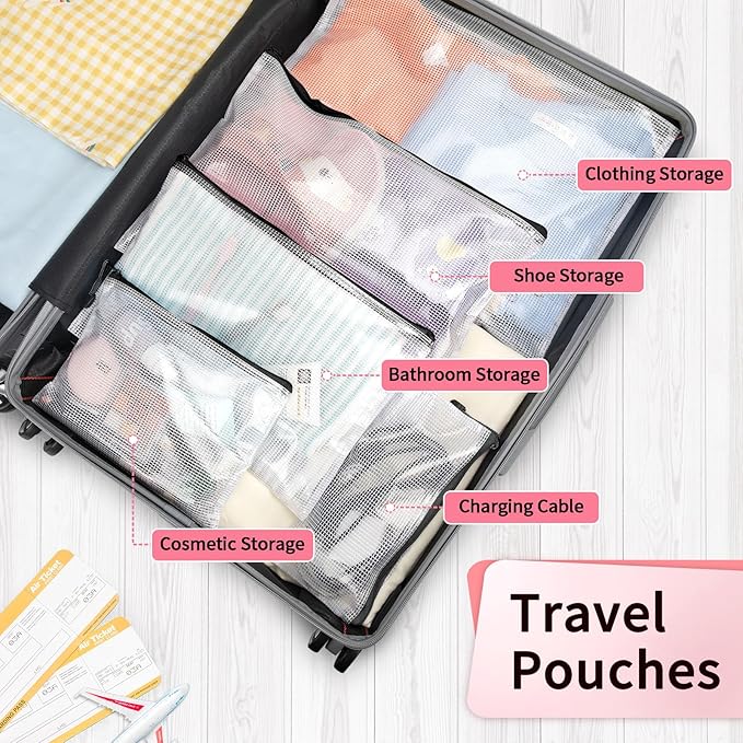 Umriox Small Zipper Pouch, 9.5x7.1 in (Black, 12 Packs), Zipper Bags with Zipper for Office Supplies Travel Accessories