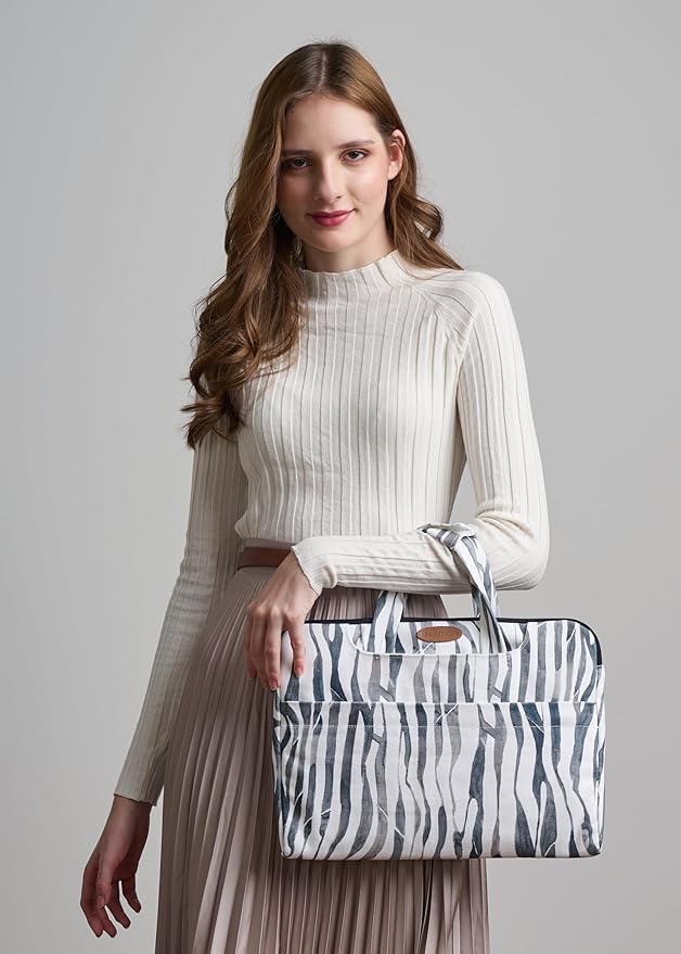 Maison d'Hermine Laptop Bag upto 15.6 inch Stain and water repellent Cotton canvas - Zebra