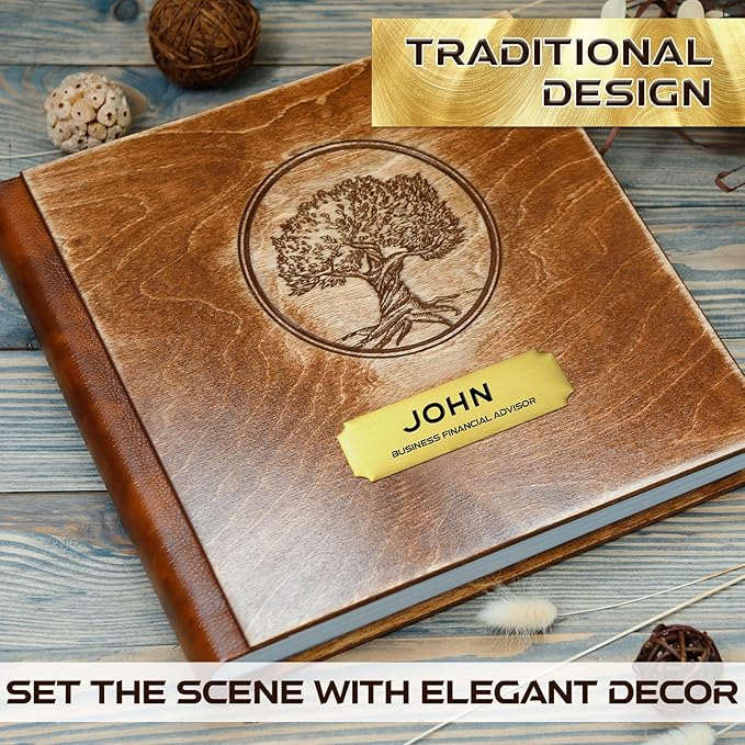 Therwen 30 Pcs Name Plates Laser Engraved Brushed Stainless Steel Plate Personalized Plaque Blank Custom Name Tag Frame Label with Adhesive Backing(Gold Notched Corner,1''x 3'')