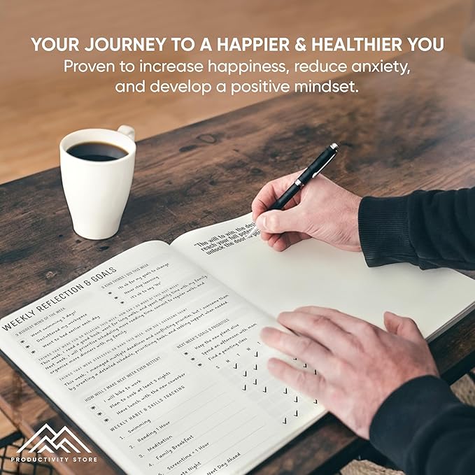 Best Daily Journal for Men & Women for Mindfulness, Productivity, Happiness & Self Care | Gratitude Journal, Affirmation Journal, Positivity Journal, Manifestation Journal, Self-Care Journal, Habit Tracker & Daily Journal with Prompts (Gray)