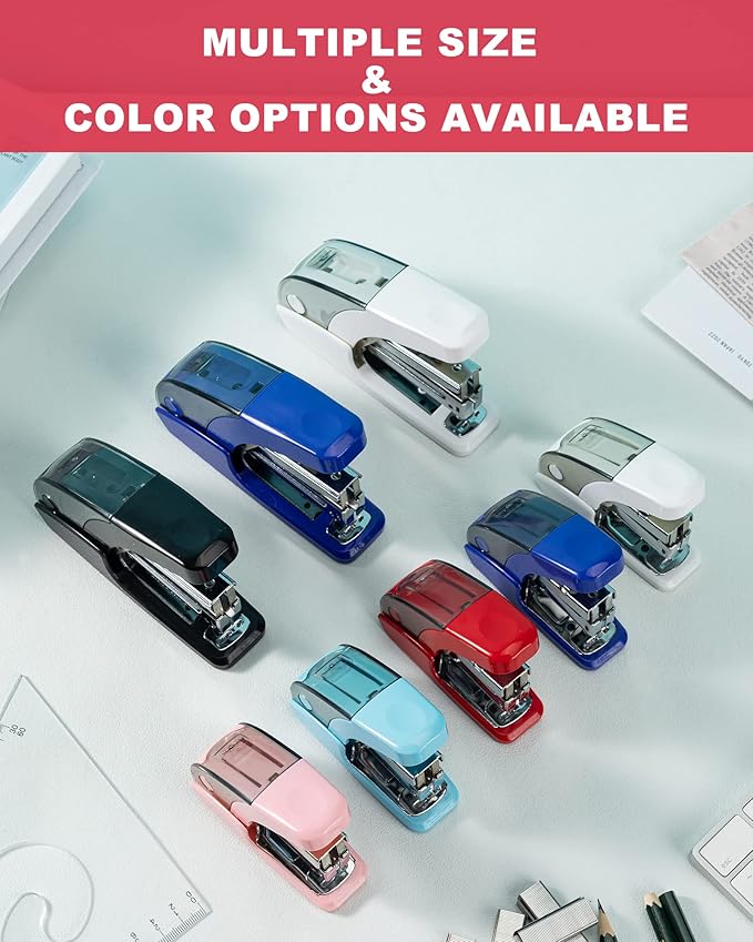 PAPERPAL Effortless Standard Stapler Set, 20 Sheet Capacity, Half Strip, Built-in Staples Storage, Holds 1/4" Staples, Includes 1000 Staples and A Staple Remover, Office, School & Daily Use, Dark Blue