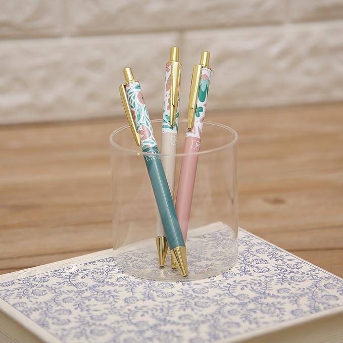 Mr. Pen- Luxury Floral Pen Set, 3 pcs, Black Ink Ballpoint Pens, Floral Pen, Fancy Pens for Women, Cute Pens for Journaling, Easter Gift