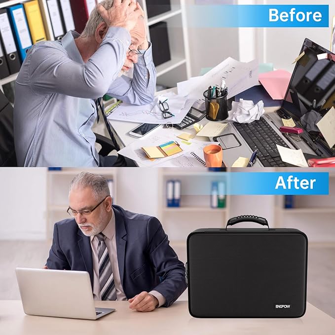 ENGPOW Fireproof Document Box with Lock, 5200℉ Soft Case Fireproof Box with 25 Colorful Pocket Accordion File Folder, Fireproof Water Resistant Safe Box File Organizer for Important Documents