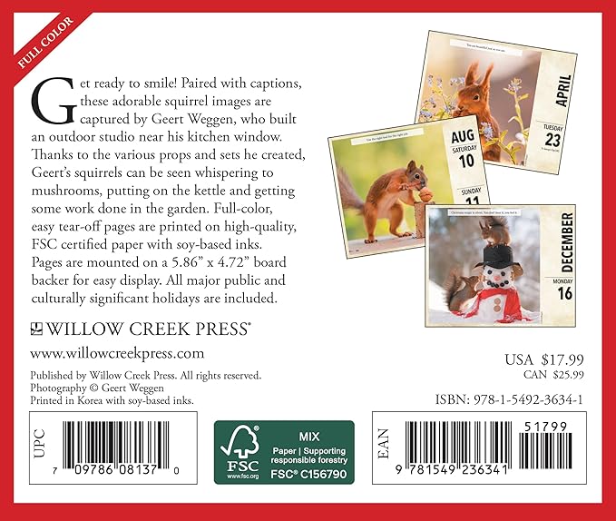 Willow Creek Press Gettin' Squirrelly Daily 2024 Box/Desk Calendar (5.86" x 4.72")