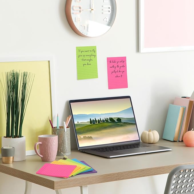 Mr. Pen Lined Sticky Notes - 3x4, 6 Pads, 60 Sheets/Pad, Vibrant Colors