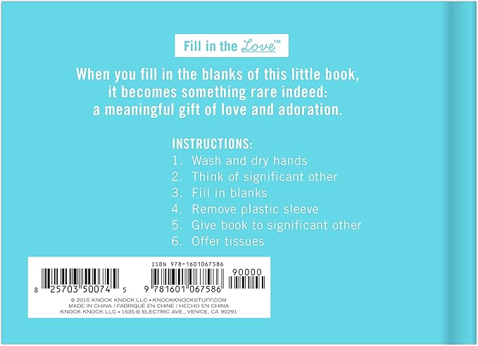 Knock Knock What I Love about Us Fill in the Love Book Fill-in-the-Blank Gift Journal, 4.5 x 3.25-inches