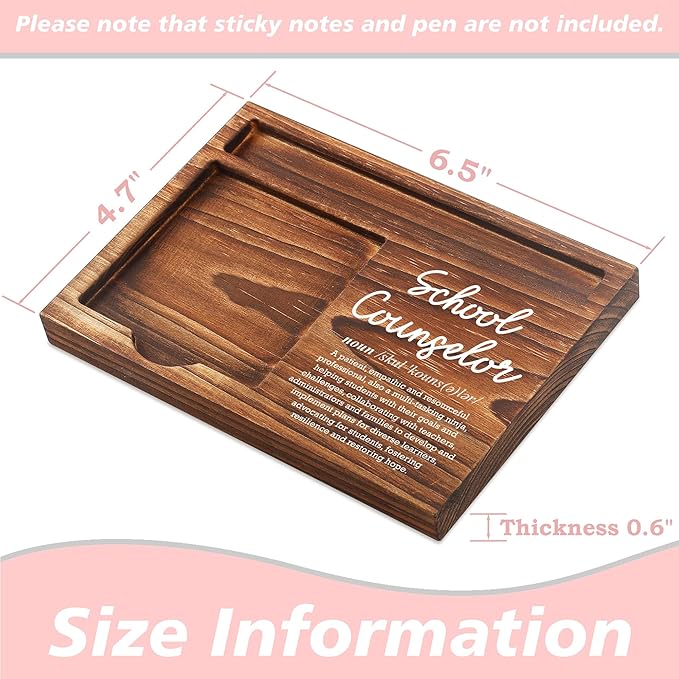School Counselor Sticky Note Holder Wooden Notepad & Pen Holder 6.5" x 4.7" Sticky Note Pad Holder Dispenser for Desk School Counselor Definition Work Gifts, NPA180