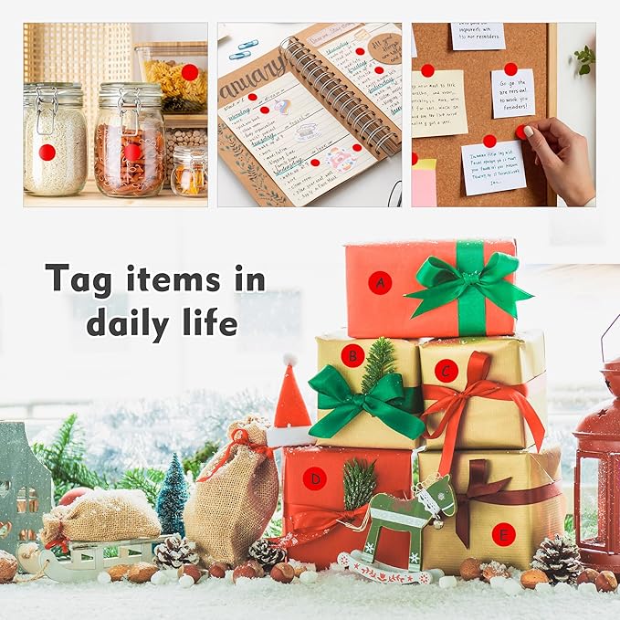 PARLAIM 3/4 Inch Roll Color Coding Labels,10000 per 10 Rolls Round Permanent Adhesive Color Coding Circle Dot Stickers for Office Home (Red)