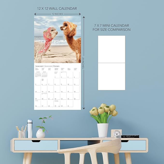 Graphique 2025 Little Alpaca on the Prairie Wall Calendar | 12” x 12” | Thick Paper | Home & Office Organizer | Large Monthly Grid | 3 Languages & Marked Holidays | 4 Month Preview Page for 2026