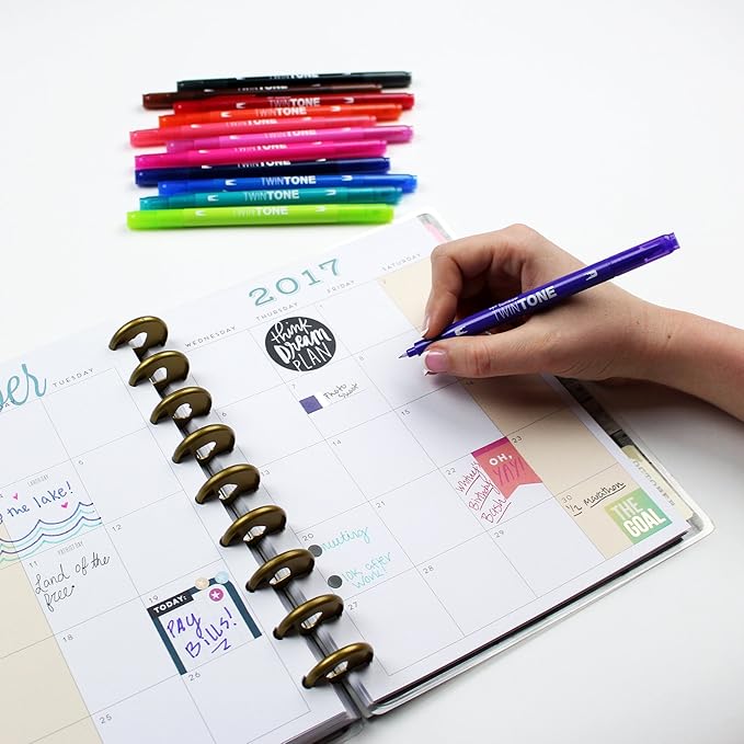 Tombow 61500 Twintone Marker Set, Bright, 12-Pack. Double-Sided Markers for Bold and Precise Writing