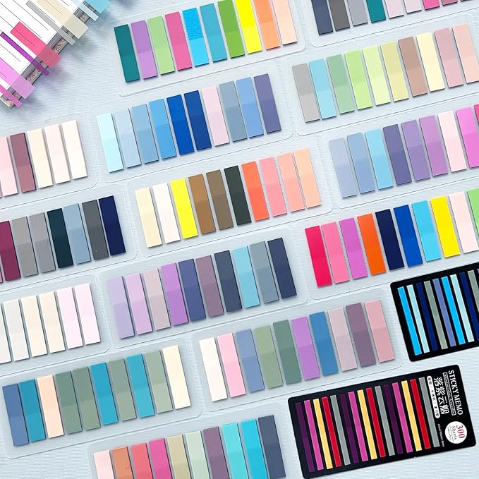 WSCHU 3400Pcs Sticky Tabs Book Tabs, Morandi Translucent Book Markers Sticky Note Tabs,Multi-Colored Writable & Repositionable Book Annotation tabs, Page Markers, Annotation Supplies