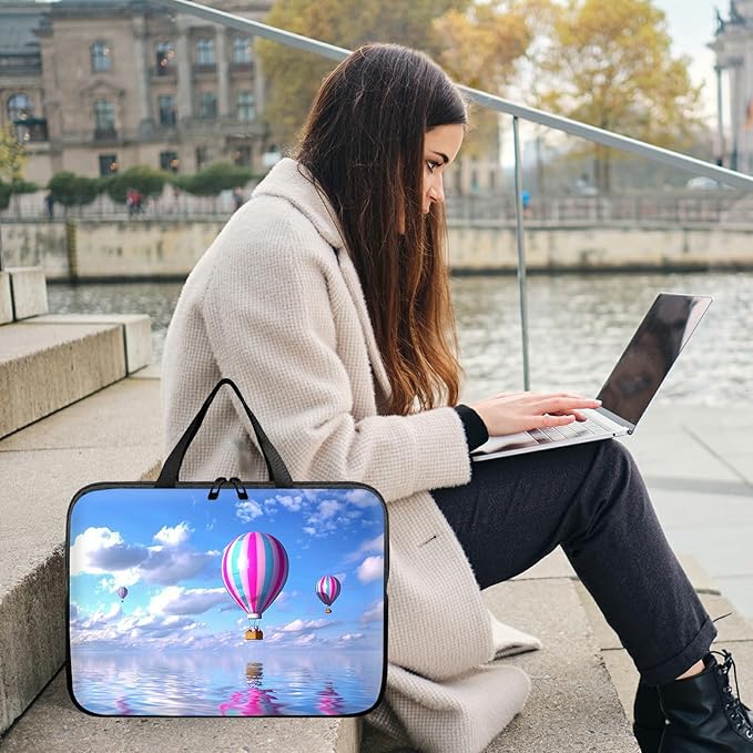 Universal Laptop Sleeve Tablet Case 12 inch, Hot Air Balloon Slim Carrying Case Durable Handbag Travel Laptop Bag for Surface Pro 9 8 7/Laptop Go 2 3, MacBook Air 11/12
