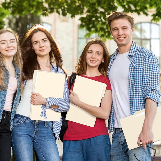 SUNEE Manilla Folders Legal Size (14 x 8.5 inches),100 Per Box, Durable Paper File Folders with 1/3 Cut Tab for Office, Legal Documents, Filing, and Organizing