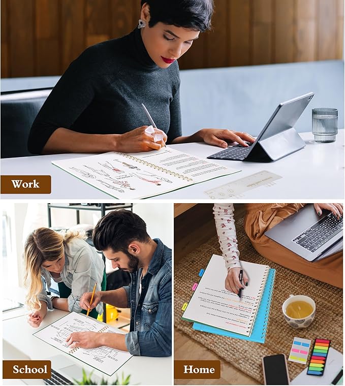 Dotted Notebook, Spiral Notebook Journal 8.5” x 11”, A4 Large Dot Grid Notebooks for Women Men, 100 GSM Dotted Paper, Plastic Hardcover Spiral Bullet Dotted Journals for Work School Sketching, Green