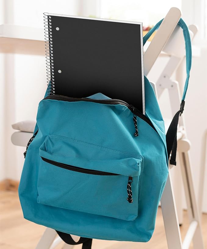 Dunwell College Ruled 1 Subject Notebook, 80 Sheets, Spiral Notebook with 8.5 x 11 Paper, Protective Plastic Cover, Divider with Pockets, Perforated Pages, 3-Hole Punched