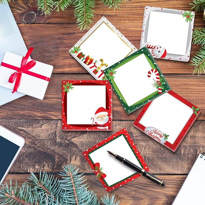 18 Pieces Christmas Sticky Notes Christmas Design Self-Adhesive Note Pads Winter Sticky Memo Notes for School Office Home Supplies Students Teachers Presents