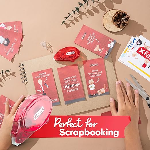 XFasten Adhesive Roller for Scrapbooking, 8mm x 30ft 24-Pack Double Sided Glue Tape Roller Scrapbook Supplies for Adults, Photo Tape for Scrapbooking