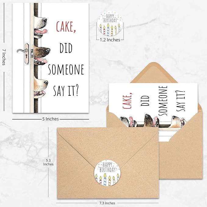 Funny Birthday Card for Woman Men, Cute Dog Happy Birthday Card, Humorous Bday Greeting Cards for Animal Lovers, Blank Dog Cards with Envelopes and Stickers, Bday Notes for Friend Teacher