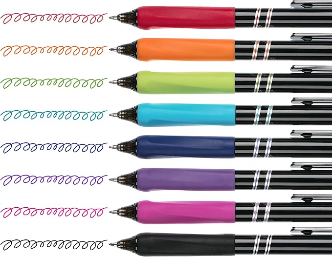 Mr. Pen- Retractable Gel Pens, 8 Pack, Vibrant Barrels, Fast Dry, Colorful Ink Gel Pens Fine Point 0.7mm