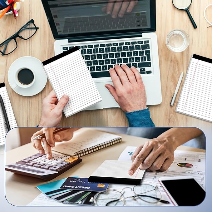 24 Pack of Legal Pad Writing Pads 5" x 8" Notepad 80gsm Recycled Paper Small Legal Pads 25 Lines Note Pads Perforated Legal Pads 720 Sheets Double-Sided Printing Printed Legal Pads for School,