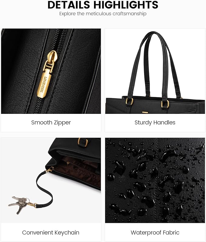 LOVEVOOK Laptop Bag for Women,15.6 Inch Laptop Tote Bag for Women,Vintage Leather Work Tote Bags Computer Teacher Bag,Waterproof Business Bag Office Briefcase