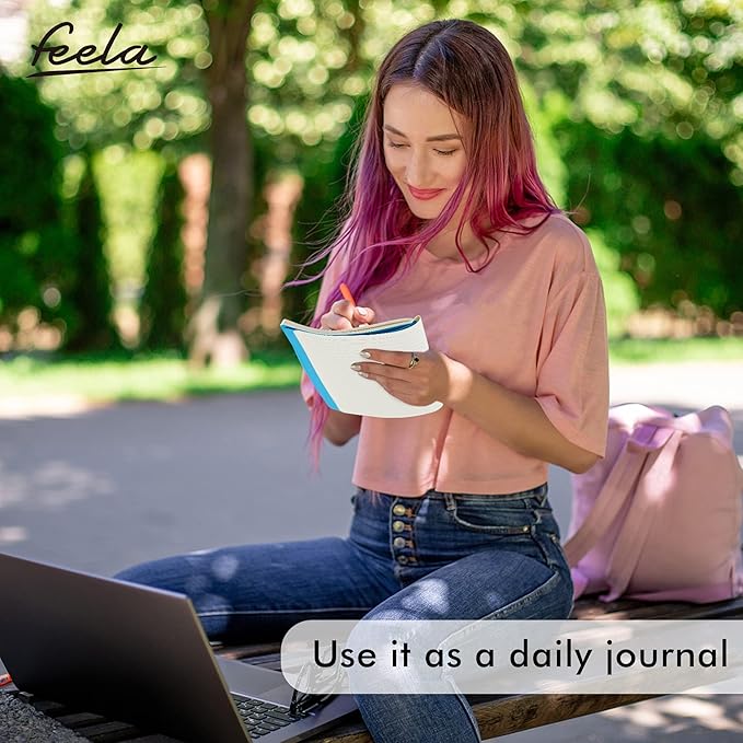 8 Pack Soft Cover Journal Bulk, Feela Notebooks College Ruled for Work, Lined Travel Journal for Women Men, Note Taking Notebook School Supplies Business Writing, 8.2” x 5.5”, A5, Blue