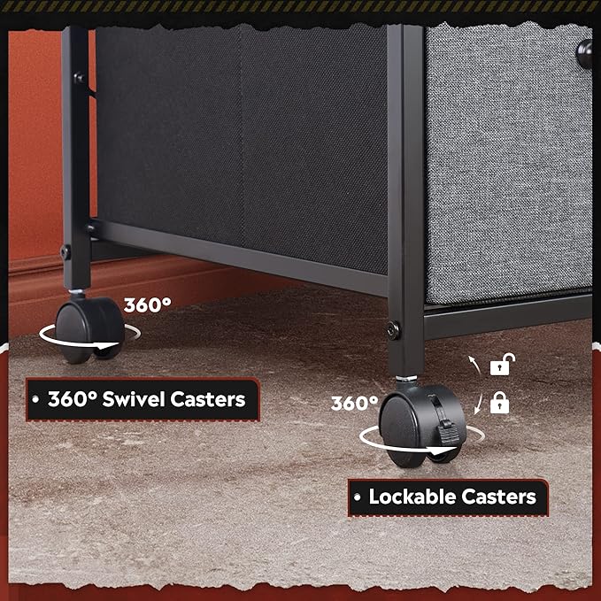 DEVAISE Mobile File Cabinet, Rolling Printer Stand with 3 Drawers, Fabric Vertical Filing Cabinet fits A4 or Letter Size for Home Office, Rustic Brown