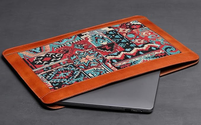Laptop Sleeve 15.6-16 Inch for MacBook Pro/Max M4 M3 M2 M1,Genuine Leather Laptop Case Compatible MacBook Air 15 M3 M2,Laptop Protective Pouch,Brown