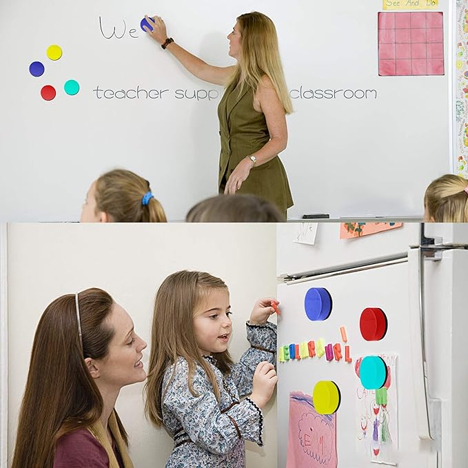 Mini Dry Erase Erasers, IHPUKIDI 48 Pack Magnetic Whiteboard Dry Erasers Chalkboard Cleaner Wiper for Kids and Classroom Teacher Supplies, Home and Office (2 x 2 Inch)