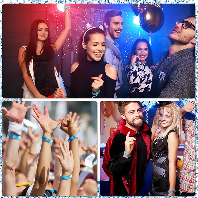 Jadive 500 Pieces Paper Wristbands VIP Plastic Waterproof Party Identification Wristbands Party Bracelets for Events Amusement Parks, Club, Concerts, Fairs, Festivals and Events(Blue)