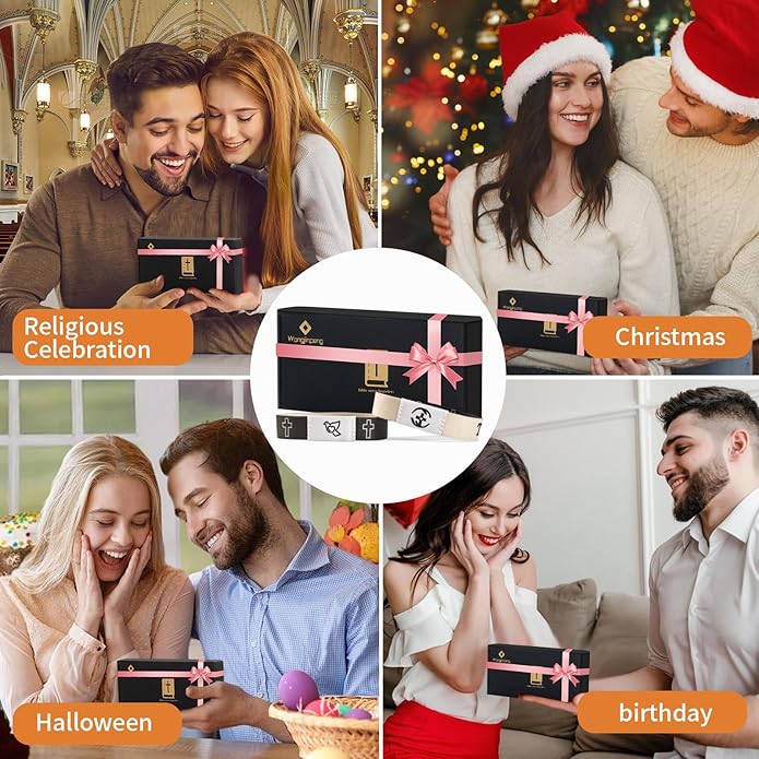 2 Pcs Bible Verse Bracelets,Daily Bible Verse Bracelet,Prayer Hope Bible Bracelets, Christian Gifts for Women , Graduation Gift,Inspirational Religious Gifts, Comes With A 35-inch Ribbon Bow