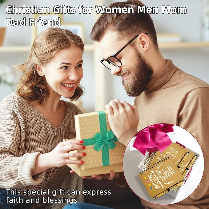 60 Pcs Bulk Christian Gifts Prayer Journal for Woman - 30 Set Religious Notepad with Christian Pen - Bible Notebook - Church Gifts for Mother's Day, Bible Study, and Family Devotions ( Brown )