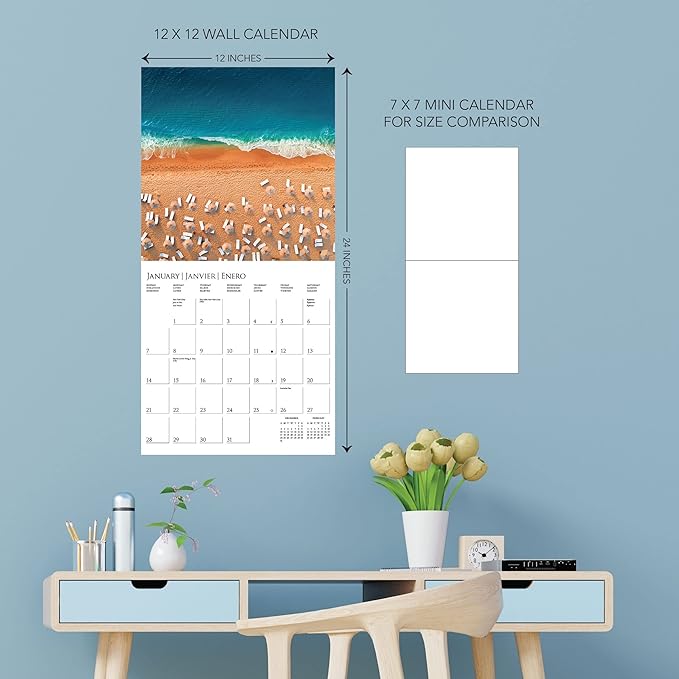 Graphique 2024 Life From Above Wall Calendar | 12” x 12” | Thick Paper | Home & Office Organizer | Large Monthly Grid | 3 Languages & Marked Holidays | 4 Month Preview Page for 2025